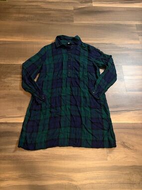 Old Navy Navy and Green Plaid Button-Front Top Size Medium